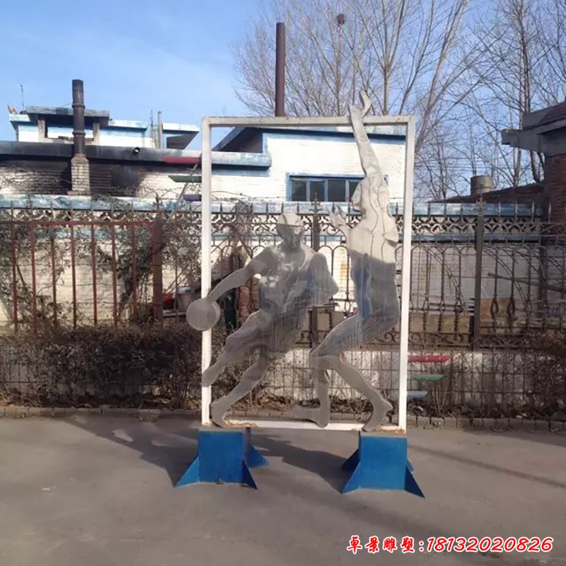 不锈钢打篮球雕塑，不锈钢抽象运动雕塑 (3)