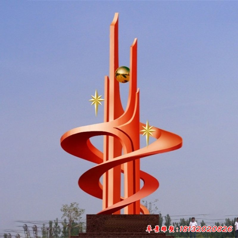 不锈钢共筑辉煌雕塑，不锈钢企业抽象雕塑 (2)