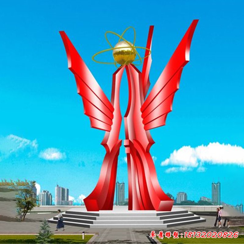 不锈钢共筑辉煌雕塑，不锈钢企业抽象雕塑