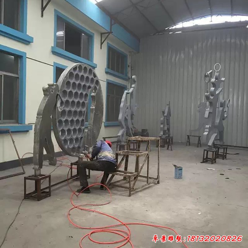不锈钢打高尔夫球雕塑，广场不锈钢运动雕塑 (9)