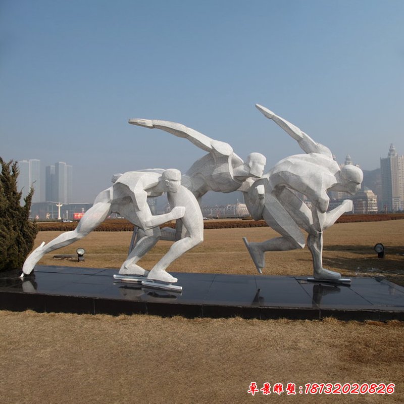 滑冰雕塑，不锈钢运动雕塑