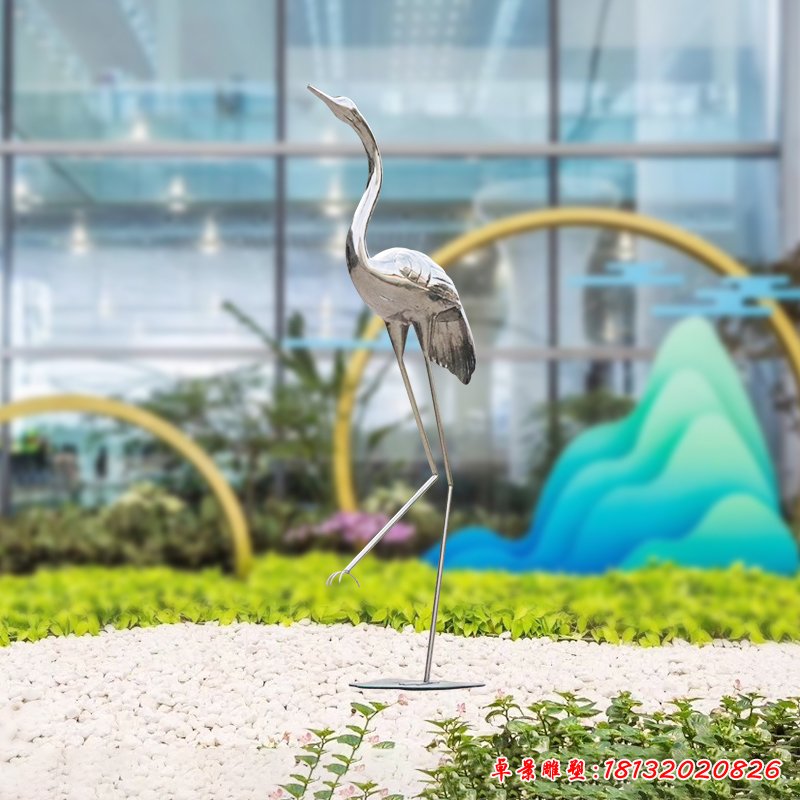 不锈钢抽象仙鹤雕塑 (1) - 副本
