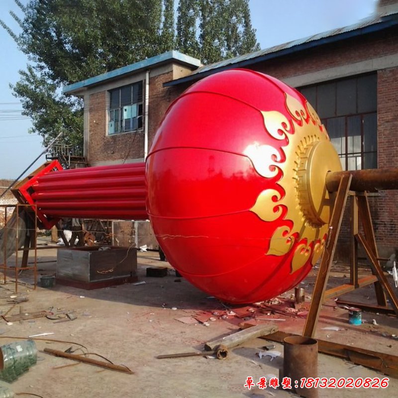 不锈钢红灯笼雕塑，广场不锈钢红灯笼雕塑 (2)