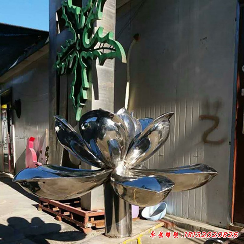 公园景观雕塑，不锈钢莲花雕塑 (2)