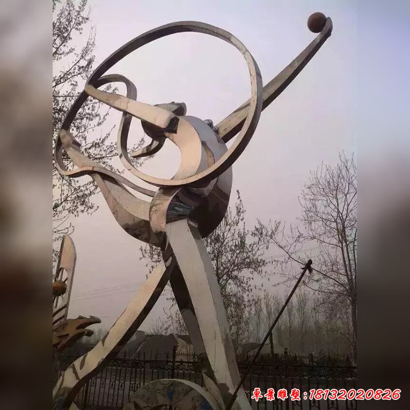 不锈钢起舞雕塑，抽象人物雕塑