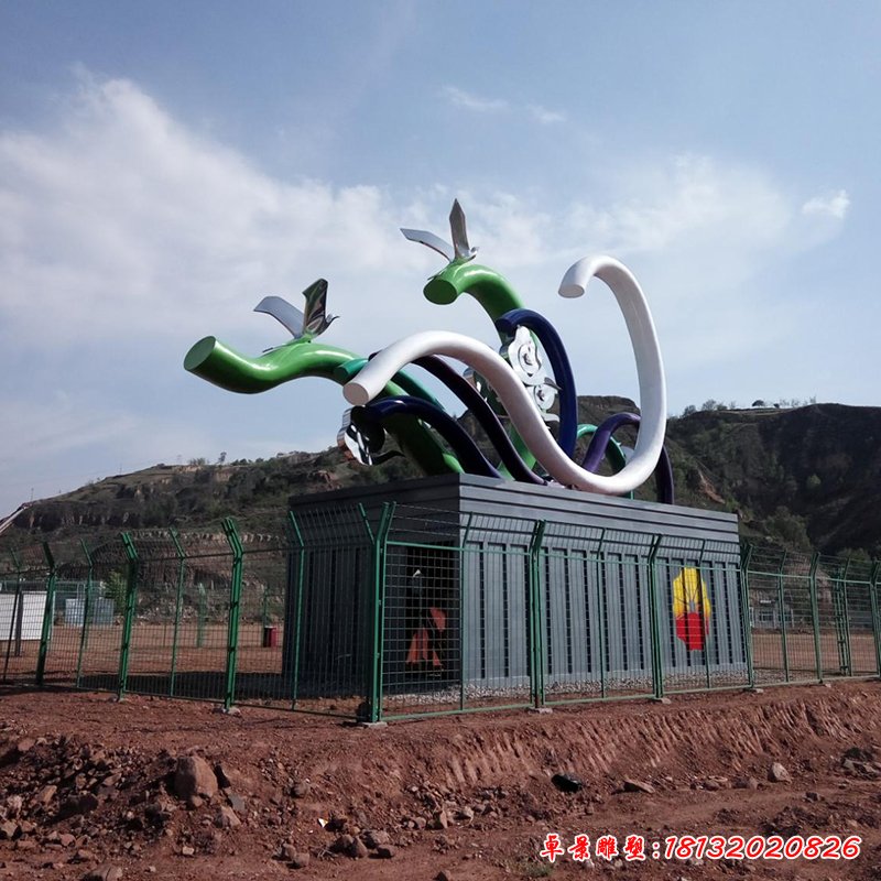 不锈钢祥云雕塑，不锈钢飞翔雕塑，广场雕塑 (1)