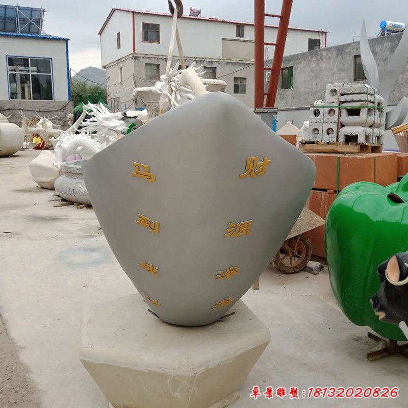 不锈钢元宝雕塑，财源滚滚雕塑 (6)
