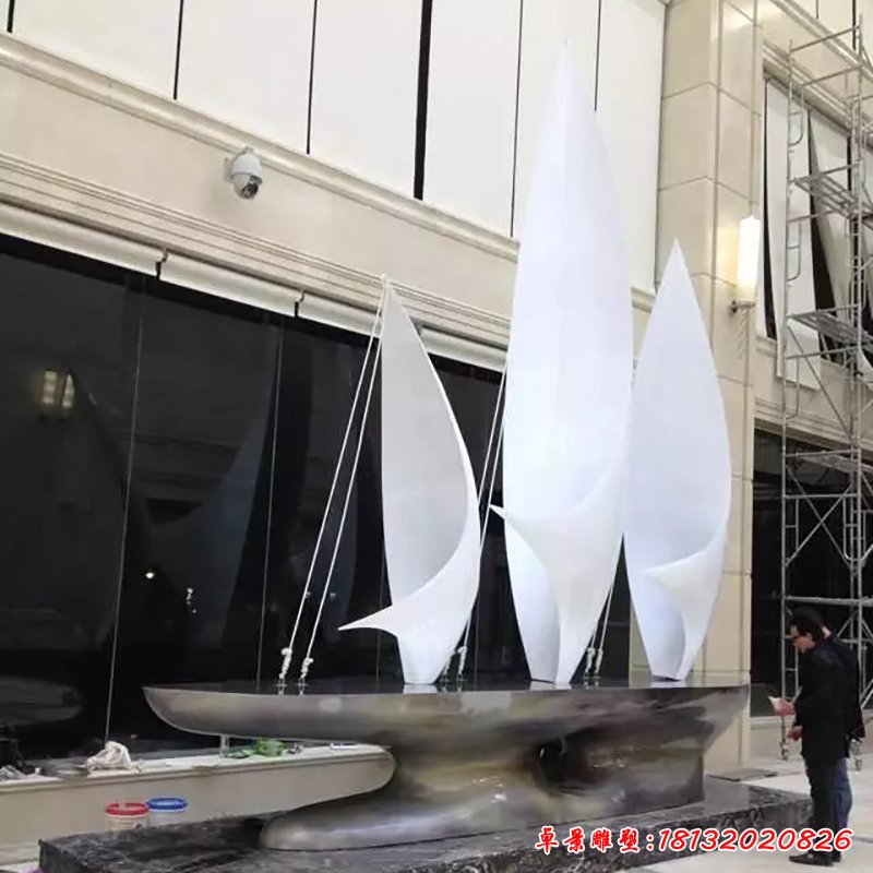 不锈钢帆船雕塑，广场帆船不锈钢雕塑