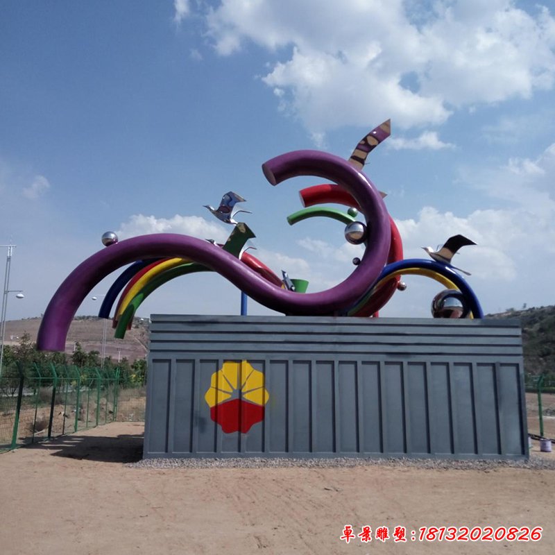 不锈钢祥云雕塑，不锈钢飞翔雕塑，广场雕塑 (5)