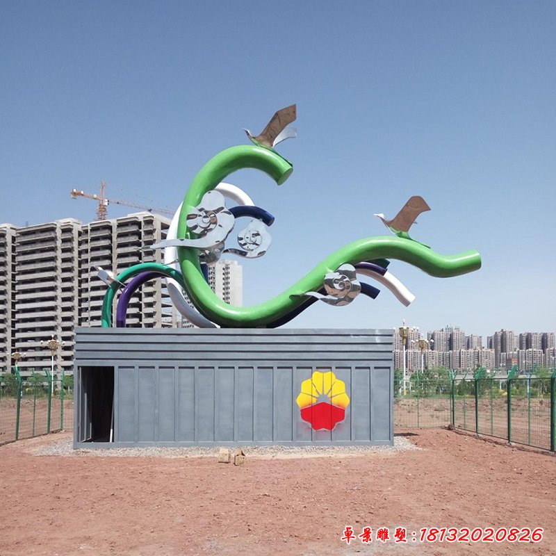 不锈钢祥云雕塑，不锈钢飞翔雕塑，广场雕塑 (3)