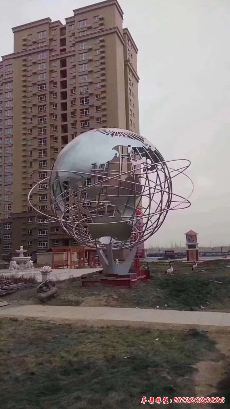 城市不锈钢地球仪雕塑