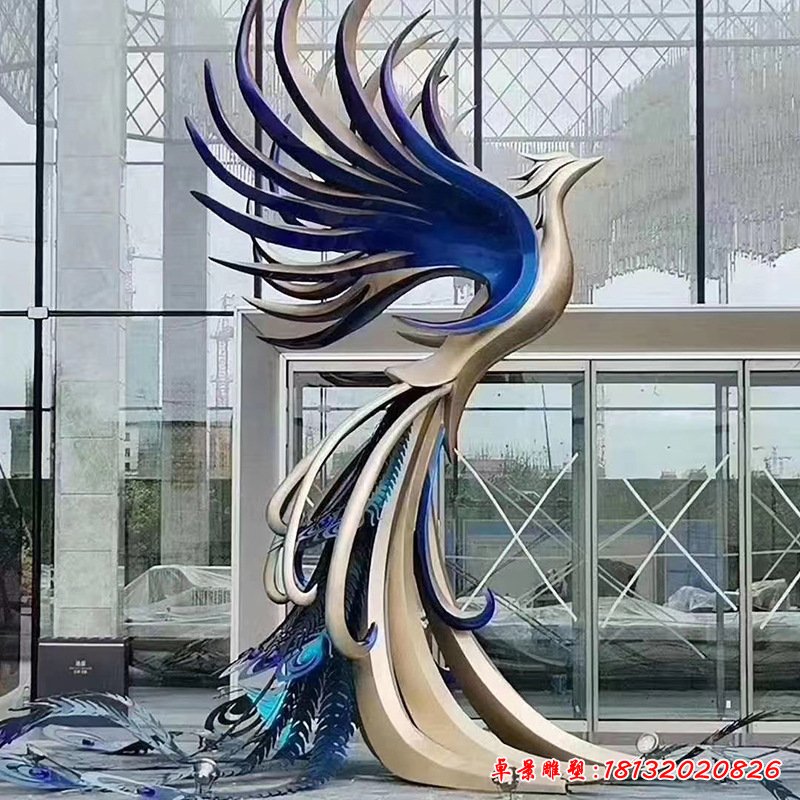 不锈钢大型户外凤凰雕塑 (2)