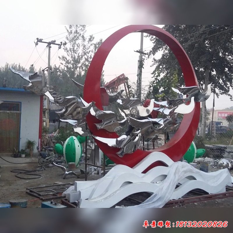 和平鸽不锈钢雕塑，不锈钢广场雕塑 (2)