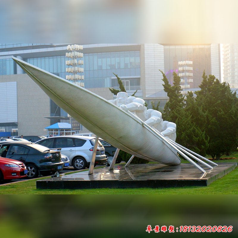 划船比赛雕塑，不锈钢景观雕塑 (2)