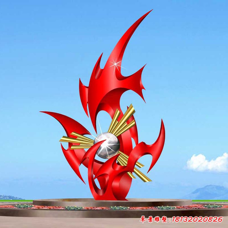 不锈钢抽象火苗雕塑，广场不锈钢雕塑