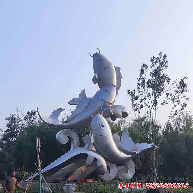 不锈钢城市创意景观鱼雕塑 (4)