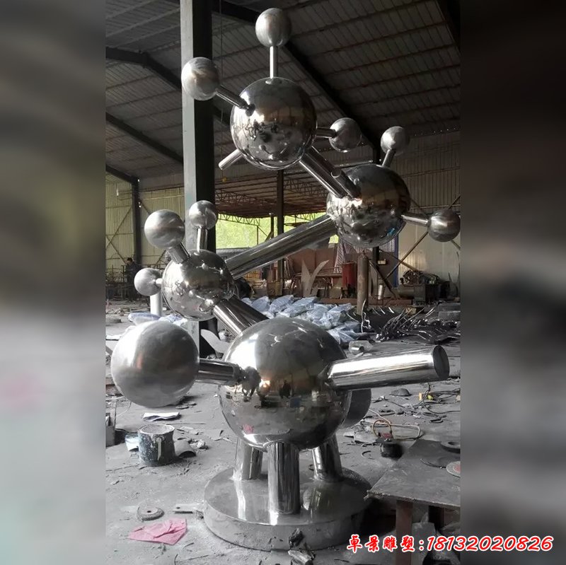 不锈钢原子雕塑，校园不锈钢雕塑 (1)