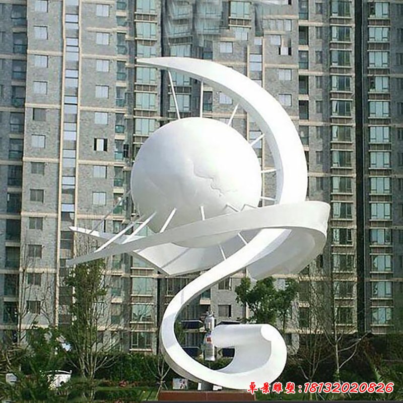 创意抽象太阳景观，不锈钢雕塑