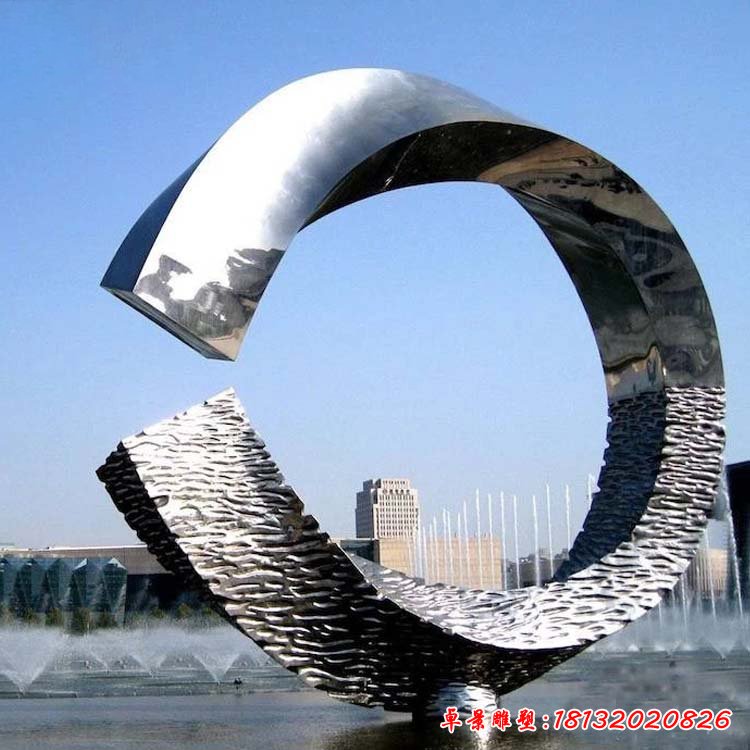 城市不锈钢抽象几何圆环雕塑 (1)