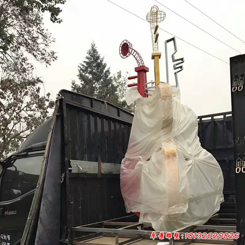 不锈钢抚琴  广场景观雕塑 (2)