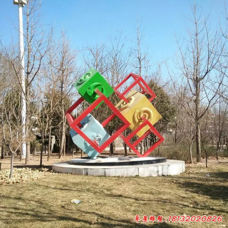 不锈钢方框雕塑，公园景观雕塑(1)