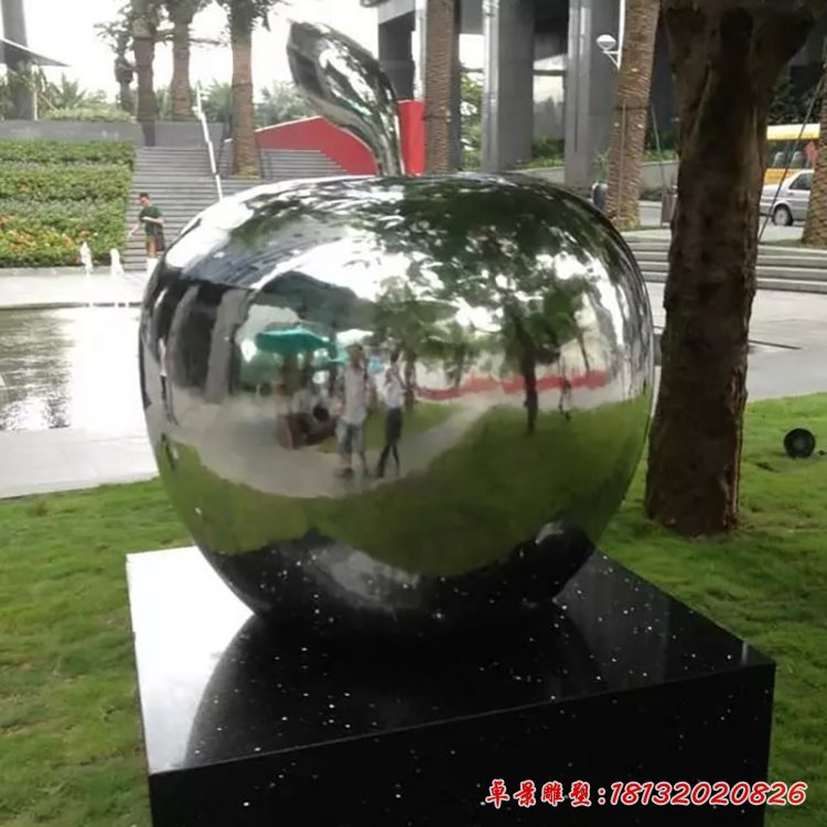 不锈钢苹果雕塑，广场苹果不锈钢雕塑