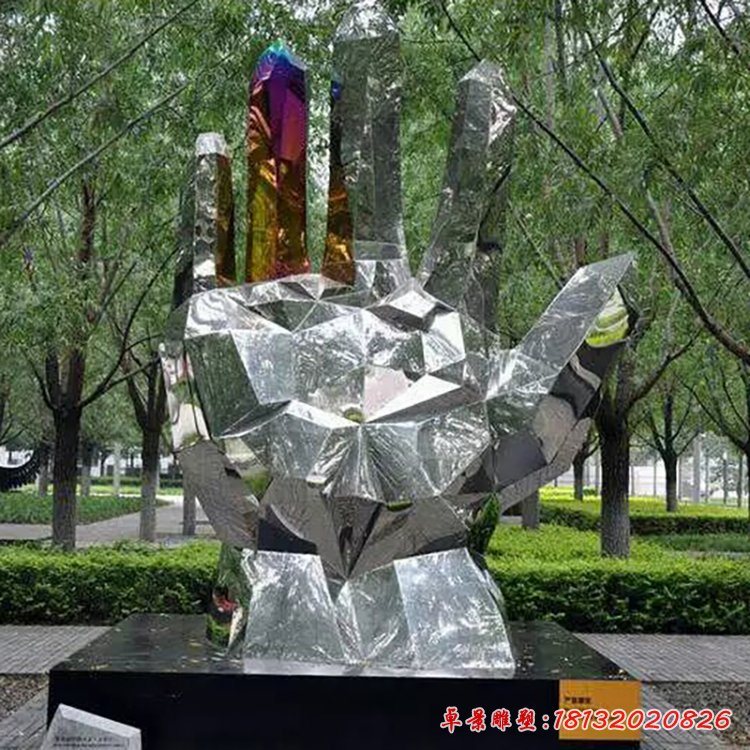 不锈钢手雕塑，公园不锈钢手掌雕塑 (3)