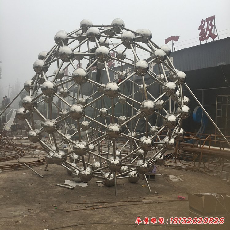 不锈钢原子球雕塑，校园不锈钢雕塑 (1)