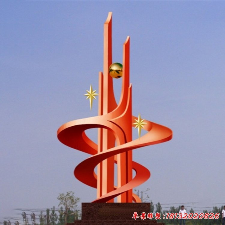 不锈钢共筑辉煌雕塑，不锈钢企业抽象雕塑 (2)