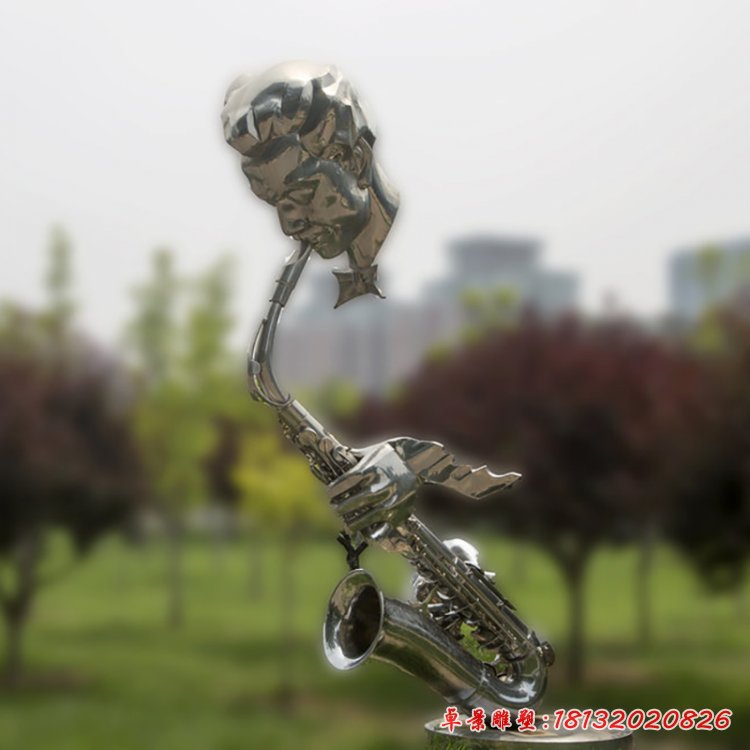 吹萨克斯雕塑，不锈钢创意雕塑 (8)