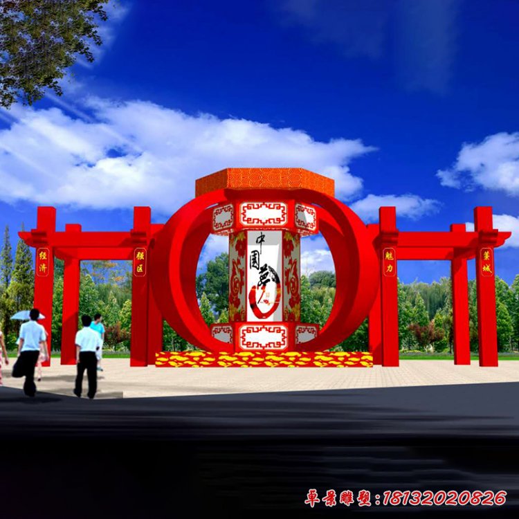 不锈钢中国梦雕塑，不锈钢红灯笼雕塑 (11)