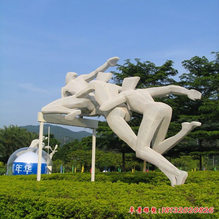 跨栏雕塑，不锈钢运动雕塑 (1)