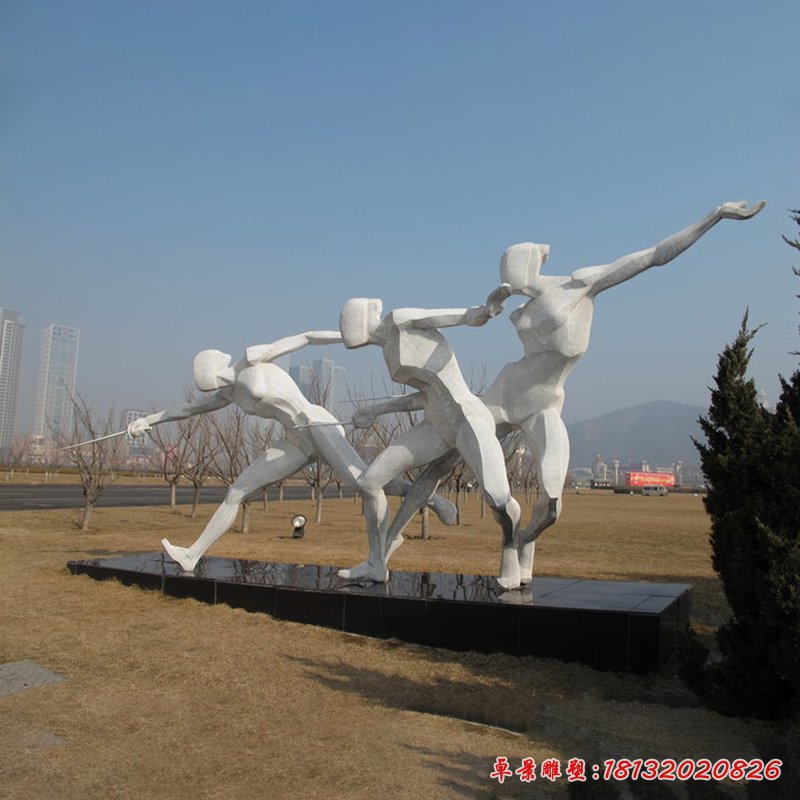不锈钢运动人物击剑雕塑