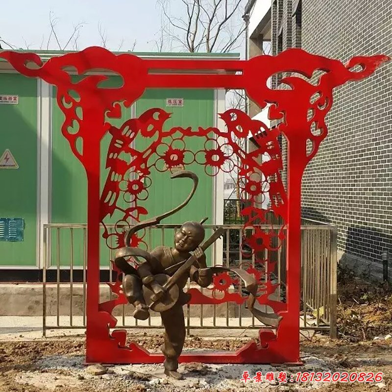 不锈钢剪纸雕塑，广场不锈钢雕塑 (11)