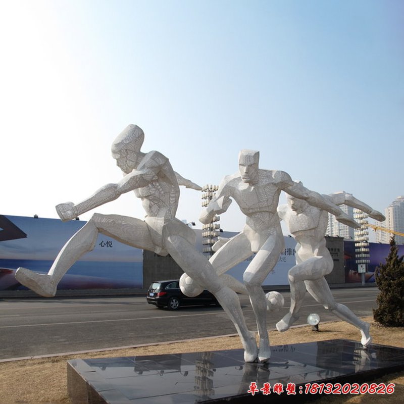 踢足球雕塑，不锈钢运动雕塑 (2)