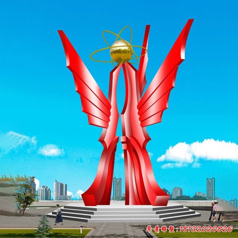 不锈钢共筑辉煌雕塑，不锈钢企业抽象雕塑