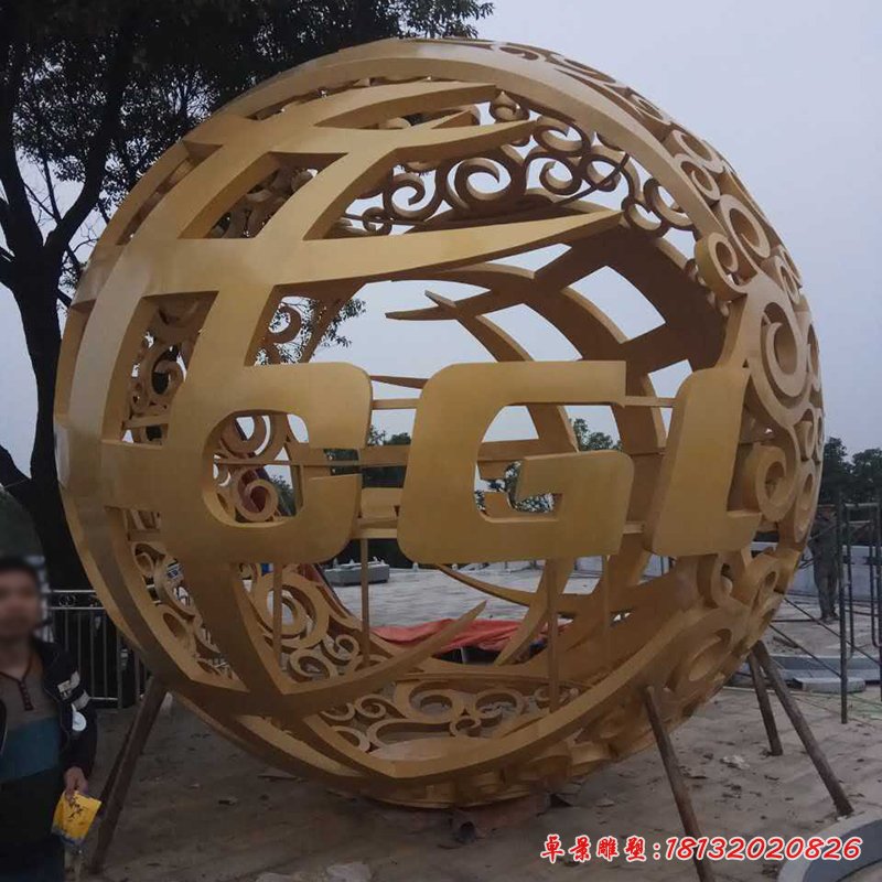 镂空球雕塑，不锈钢景观雕塑 (2)