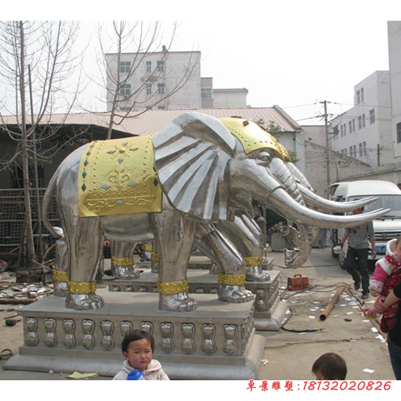 不锈钢大象雕塑，广场大象不锈钢雕塑
