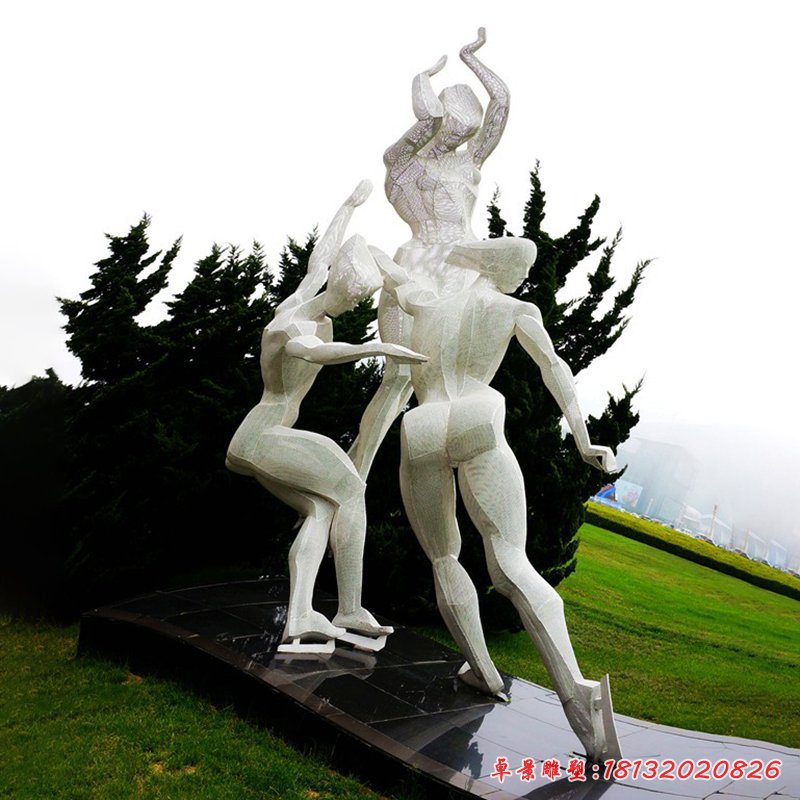 花样滑冰雕塑，不锈钢运动雕塑 (2)