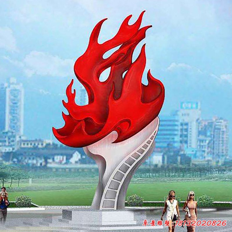 不锈钢火炬雕塑，广场不锈钢景观雕塑 (3)