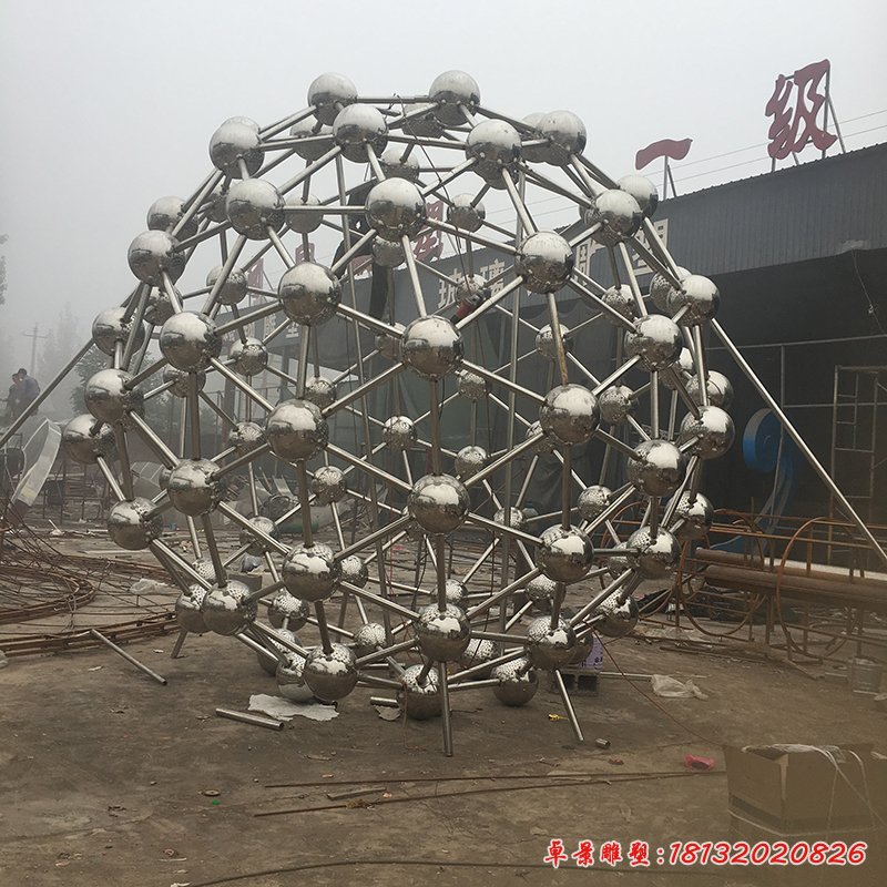 不锈钢原子球雕塑，校园不锈钢雕塑 (1)