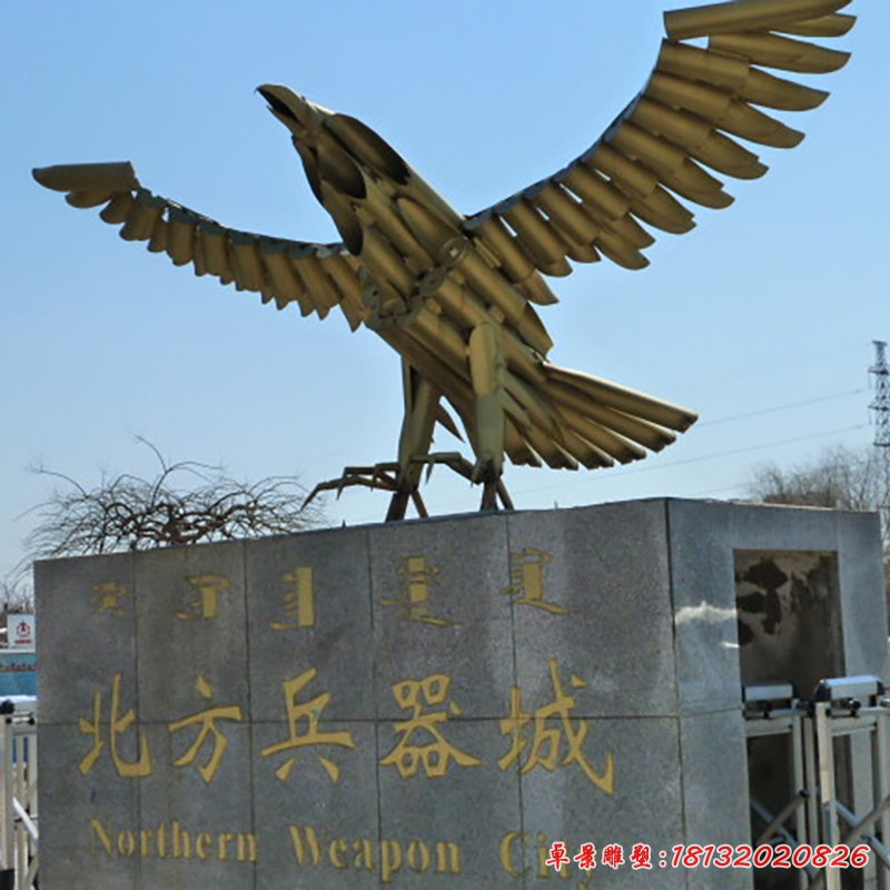 不锈钢老鹰雕塑，企业不锈钢雕塑