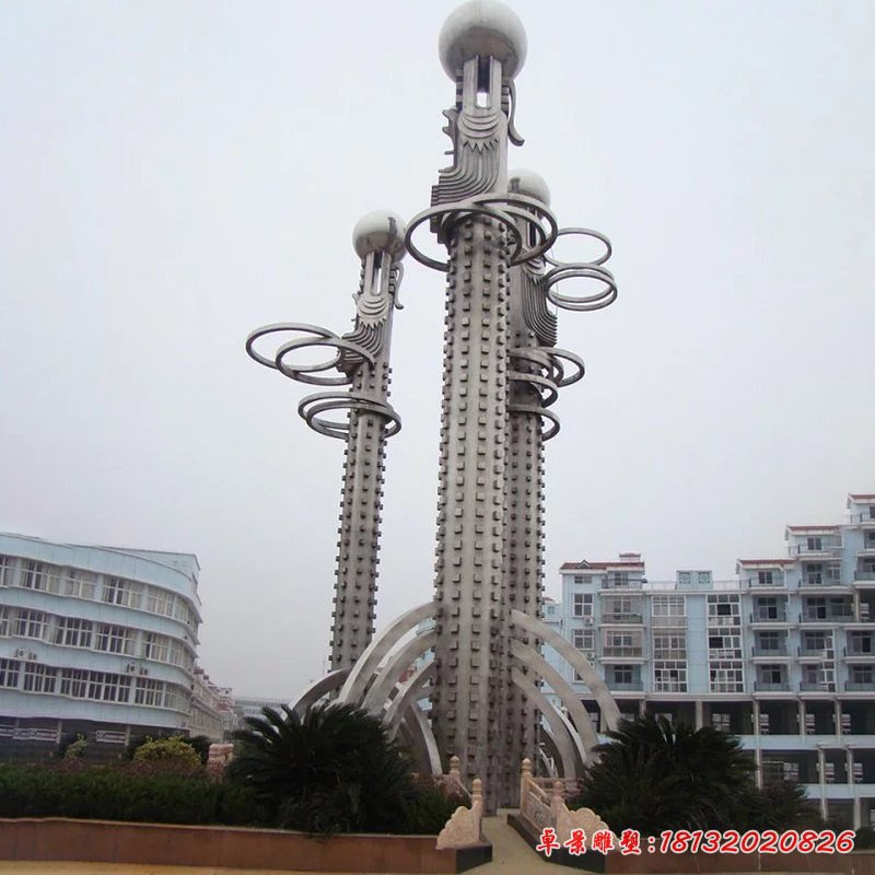 不锈钢龙柱，广场不锈钢雕塑