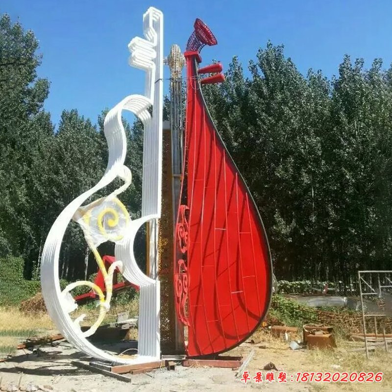 不锈钢小提琴雕塑，公园不锈钢雕塑 (2)