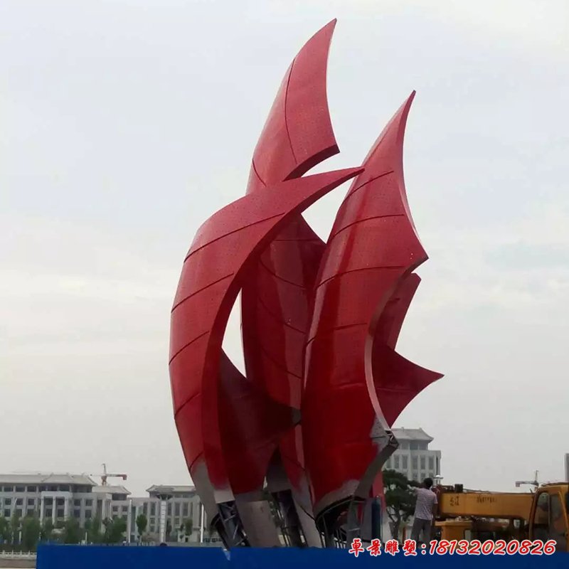 一帆风顺不锈钢雕塑，广场帆船雕塑