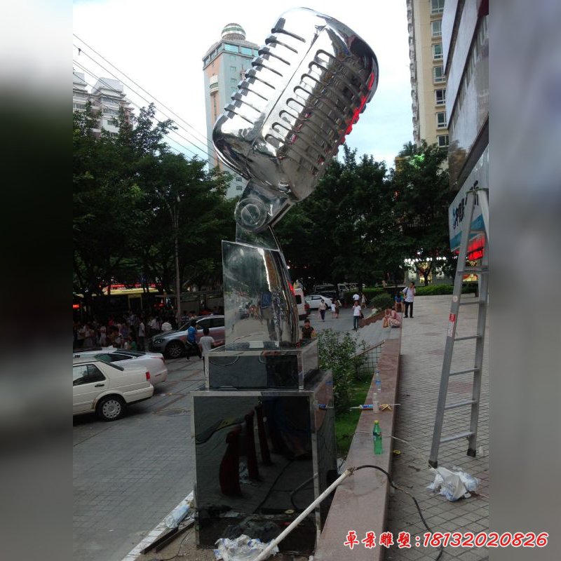 不锈钢麦克风，话筒不锈钢雕塑