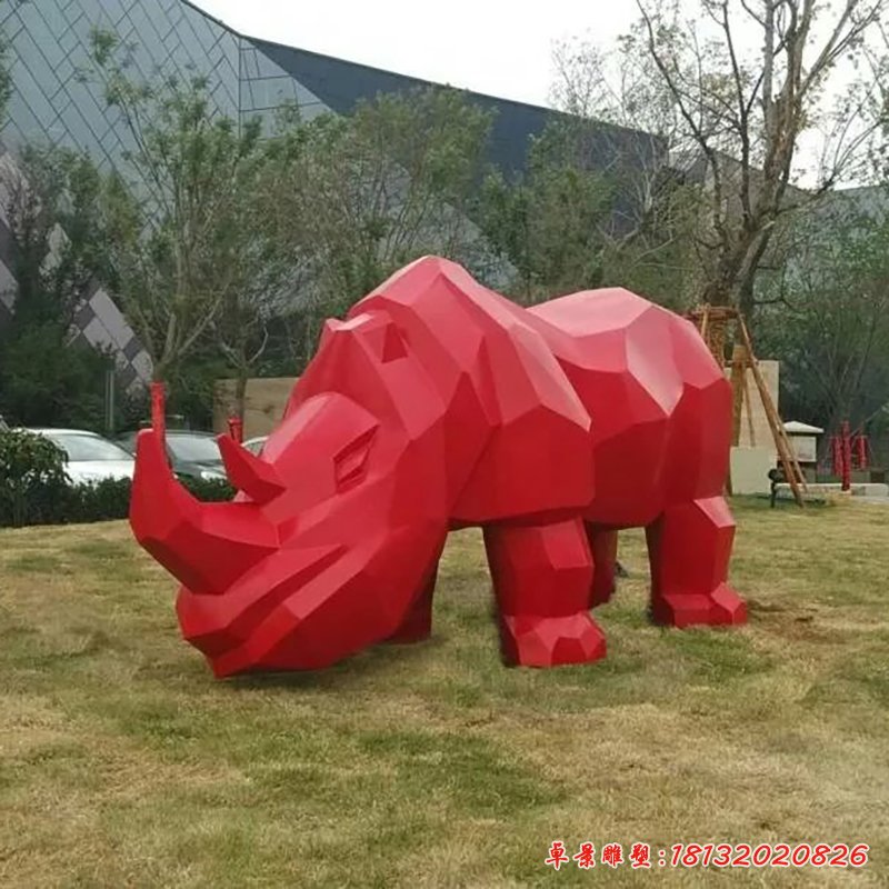 不锈钢犀牛雕塑，公园不锈钢犀牛雕塑