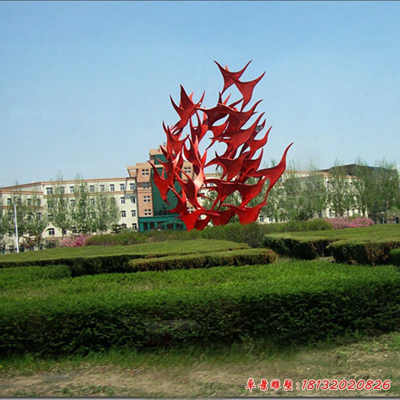 不锈钢飞翔雕塑，抽象大雁雕塑