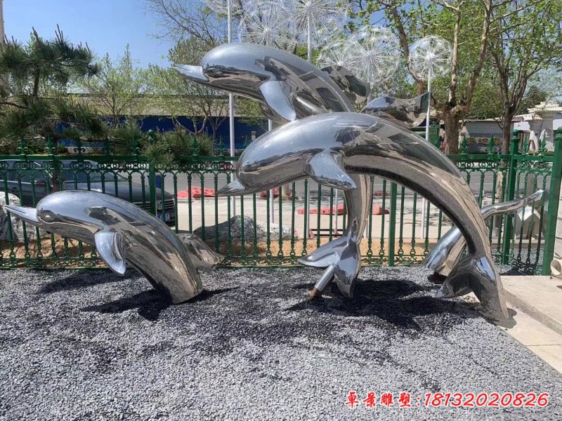 不锈钢镜面海豚雕塑_1