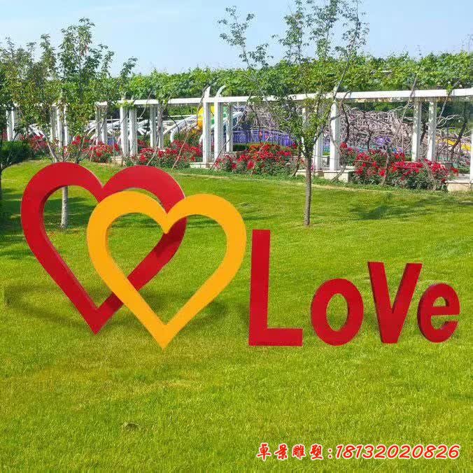 不锈钢love爱心景观雕塑